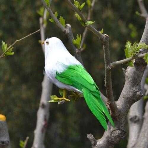 About 15cm green&white feathers bird Handmade art model,simulation bird garden decoration toy Xmas gift w3882