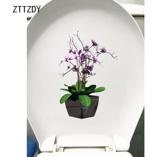 ZTTZDY 15.2*22.6CM Flowerpot Plant Bathroom Decor Toilet Seat Stickers Home Room Wall Decal T2-0711