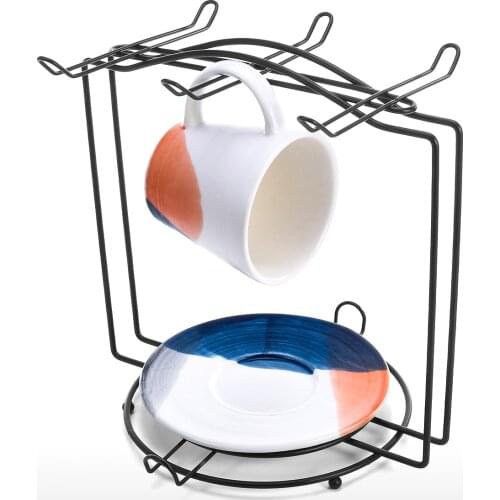 2 Coffee Cup Set tea set with Mug Stand Microwave Safe Coffee Or Espresso Cup Coffee Cup Hanger Storage Organizer dish rack