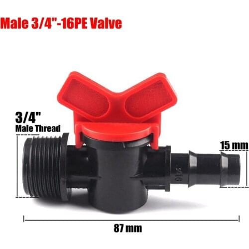 20pcs 3/4"-16mm Mini Ball Valve Farm Greenhouse Drip Irrigation PE Pipe Switch Water Controllers Garden Water Connectors