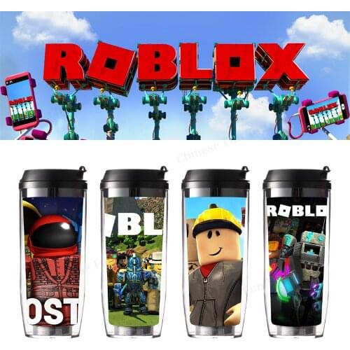 2021 ROBLOX Double-layer Plastic Water Cup With Straw Cartoons Student Outdoor Cold Juice Water Sports Cup Kids Birthday Gifts