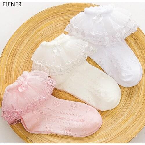 2021 Spring Summer Childrens Socks Ruffled Girls Lace Socks Bow Knot Double Lace Dance Baby Girls Socks 2-12years