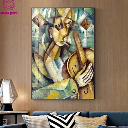 New diamond painting Abstract art, man, guitar cross stitch 5d diy diamond embroidery full Square round diamond mosaic