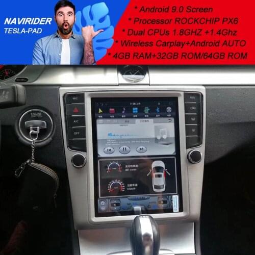 PX6 Car Screen Tesla Android 9.0 GPS Navigation Multimedia For VW Passat CC 2010 2011 2016 Radio Stereo DSP Head Unit