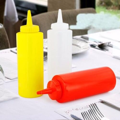 3pcs/Set Condiment Squeeze Bottles For Ketchup Mustard Mayo Hot Sauces Olive Oil Bottles Kitchen Gadget Restaurant Bar Utensil