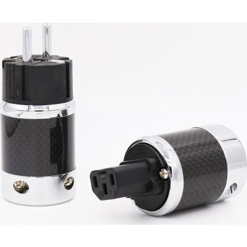 One pair Audio Grade Carbon fiber EUR power connector Schuko Power plug for audio power cable