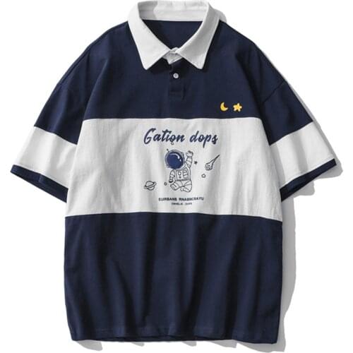 Astronaut Printed Hip Hop Tshirts Mens Streetwear 2021 Summer Cotton Harajuku T-Shirt Loose Short Sleeve Shirts Blue Tops Tees