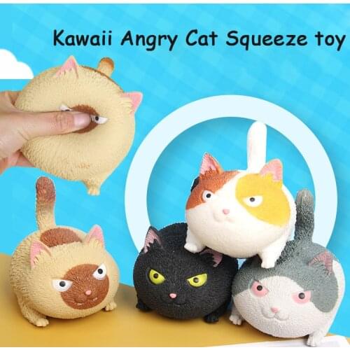 Kawaii Angry Cat Squeeze Toy Kitty Decompression Toys Mini Animals Antistress Gadget Squish Anti-Stress Toys Adults Kids Gift