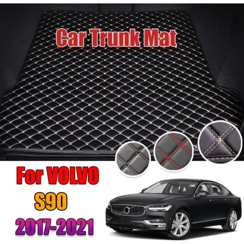 Custom Leather Car Trunk Mats For Volvo S90 2017-2021 Rear Trunk Floor Mat Tray Carpet Mud