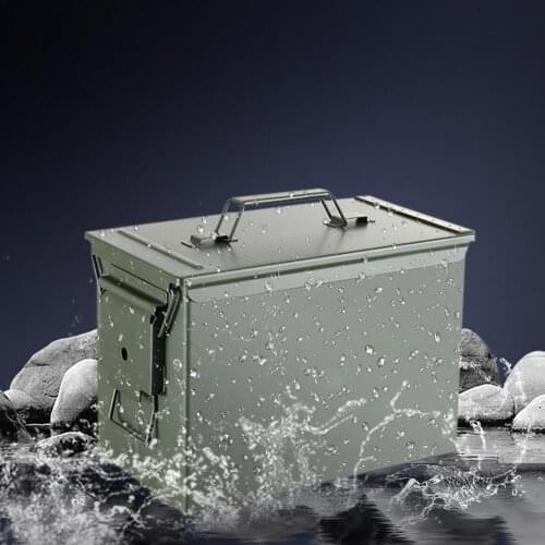 Metal Ammunition Box Steel Gun Lock Case Explosion-proof Safe Box Military Army Sealed Battery Container Valuables Storage