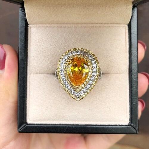 Fashion Drop Shaped Diamond Ring High-end Atmosphere Ladies' Party Dinner Accessories Send Mom Mothers Day Gift Free Shipping