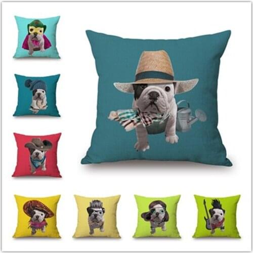 Fashion Cute Animals Pet Dog Pattern Cushion Cover For Sofa Home Decor Almofadas 45X45cm Decorative Throw Pillows Case