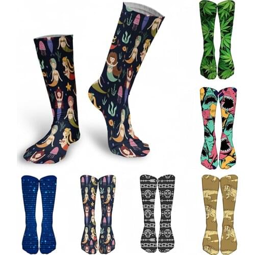 New 3D Printed Women Long Socks Creative Pure Cotton Funny Cute Happy Winter High Knee Sports Cycling Warm Schoolgirl Calf Socks