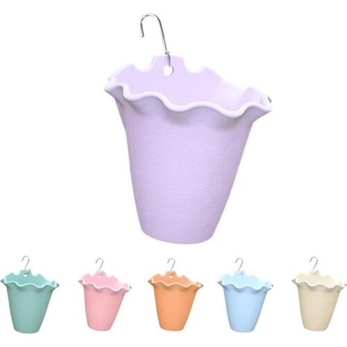 Flowerpot Breathable Ruffled Edge Plastic Wall-mounted Plant Pot Vase for Outdoor