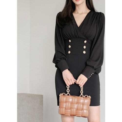 ZAWFL Autumn Spring Womens Dress Double Breasted Long Sleeve Buttock Bodycon Dress for Female Sexy V-neck Club Party Vestido