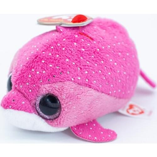 Ty big eyes plush doll mobile phone wipe Pink dolphin collection boy girl birthday Christmas gift For kids