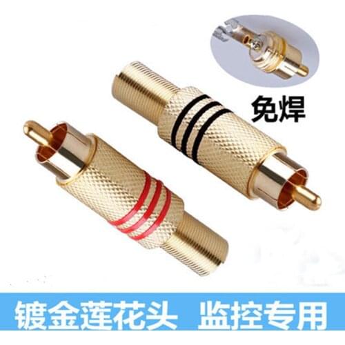 10pcs Gold Plated RCA Connector Plug Audio Connector With Spring Cable Protector Red Black