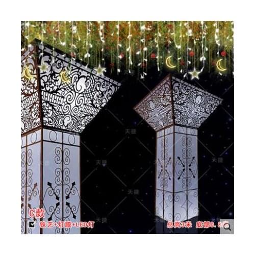 Wedding props iron stereoscopic luminous arch bag column large wedding hall hotel site decoration
