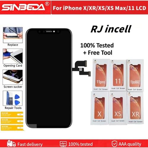 RJ Incell Screen For iPhone X XR LCD Display With 3D Touch Digitizer Assembly For iPhone XS XR XS MAX 11Pro Max No Dead Pixel