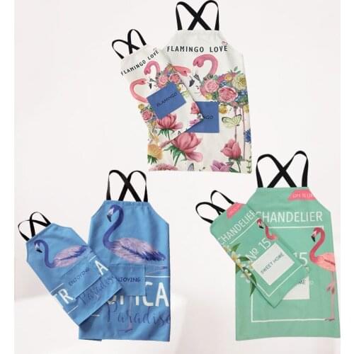 1Pcs Kitchen cotton Aprons for Parents and children Linen Bibs Household Cleaning Pinafore waterproof and oil-proof apron