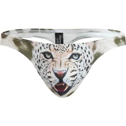 Mens Bikini G-strings Thongs Printed Men Underwear Smooth Tangas Thongs Underpants Man Low Waist Panties