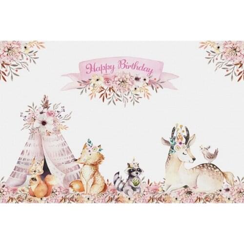Deer Rabbit Tent Flower Animal Newborn Baby Shower 1st Birthday Backdrop Vinyl Photography Background For Photo Studio Shoot