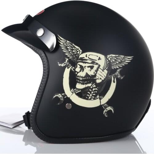 Vintage Cool Personality Skull Motorcycle Helmet Retro Casco Chopper Vintage Open Face Old School Casque Moto Cacapete DOT