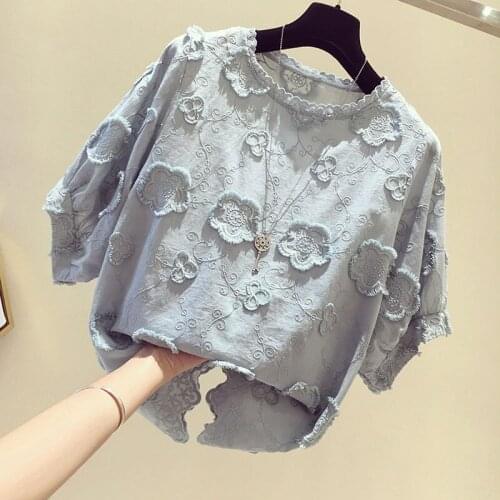Ladies doll shirt, lace shirt, short-sleeved new Korean style loose western style, cover belly and thin top tie dye t-shirt