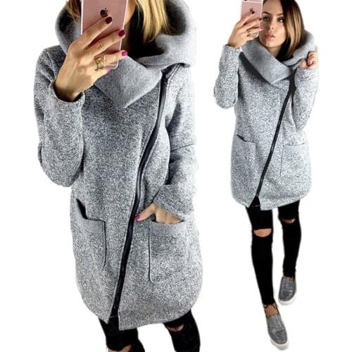 Female Coat Sweatshirts Women Jacket Autumn Winter Clothes Warm Fleece Jacket Slant Zipper Collared Coat Overcoat Outfit Tops