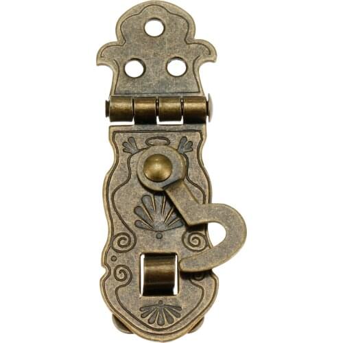 1Pc Vintage Old Lock Wooden Box Toggle Lock Antique Bronze Gift Box Buckles Latch Clasp Pattern Carved Flower Book Lock 71*24mm