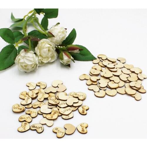 100/200pcs Love Heart DIY Wood chips Small Natural Wooden Slice Scrapbooking Embellishments DIY Craft Decor