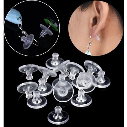100pc Clear Rubber Earring Safety Back Bullet Clutch Earring Pad Jewelry Finding