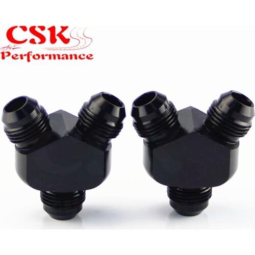 2PCS AN8 AN-8 Inlet AN8 8AN Outlet Y Block Car Aluminum Alloy Fittings Adapter