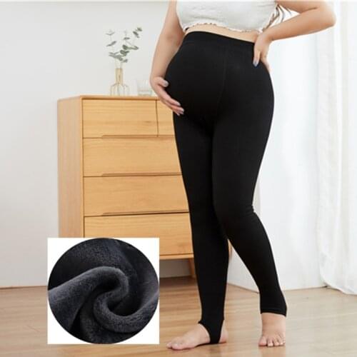 2021 New Thick Vertical Stripes Maternity Clothes Autumn /Winter Womens Plus Size Slimming Leggings Fat Pregnant Mothers Pants