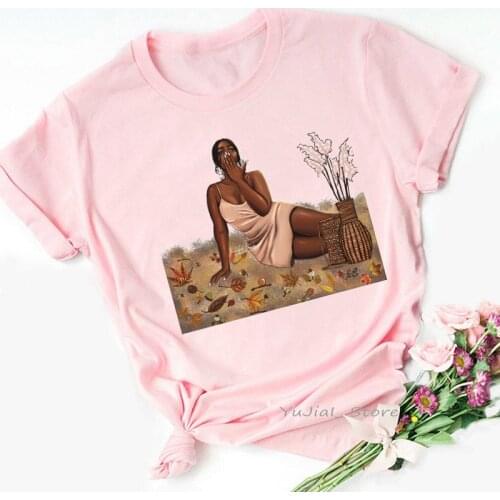2021 Women Black Girl Queen Print T-shirt Harajuku Casual Melanin African Lady Tshirt Summer Comfortable Tops Tees Clothes