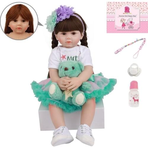 24'' Fashion Real Bebe Reborn Girl Doll Silicone Soft Cotton Body Lovely Reborn Princess Baby Dolls For Children Gifts 60 CM