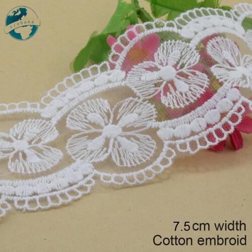 3yards 8cm white lace cotton embroidery lace french lace ribbon fabric guipure diy trims warp knitting sewing Accessories#3062