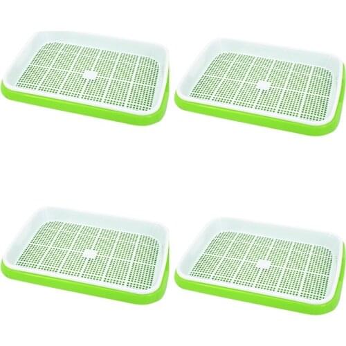 4Pc/Set Plant Flower Germination Tray Box Double-Layer Seed Sprouter Nursery Tray Hydroponics Basket (Green#) Retail