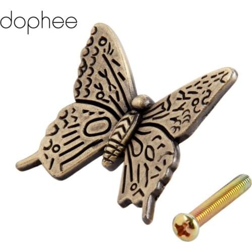 43mm Antique Furniture Handle Vintage Butterfly Kitchen Handle Dresser Drawer Cabinet Knob and Handle Furniture Hardware Bronze