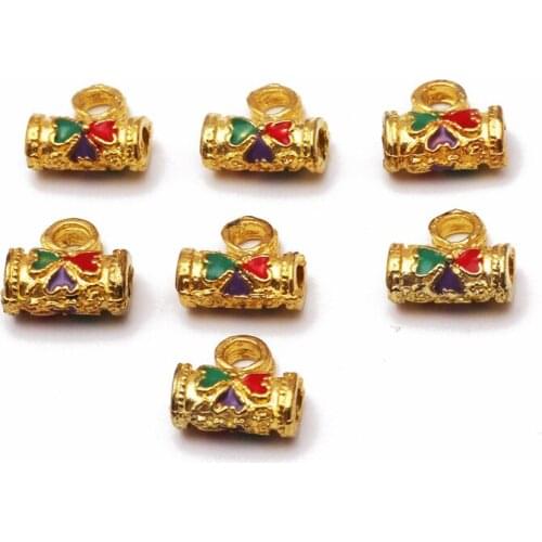 5pcs/lot Gold Color Drop Oil Zinc Alloy Charm Beads 6x11.5mm Hoop Pendant Bails Beads DIY Necklace Jewelry Making Accessories
