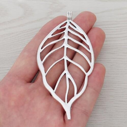 5 x Hollow Open Tree Leaf Charms Pendants for Necklace Jewelry Making Findings 95x46mm