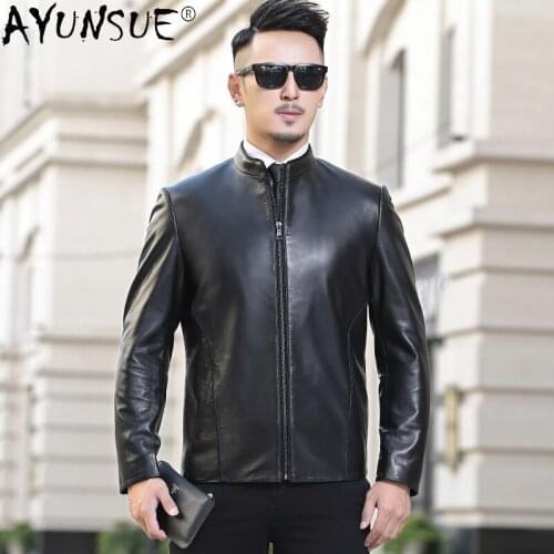 AYUNSUE Genuine Leather Jacket Men Clothing Autumn Coat Male Real Sheep Skin Leather Jackets Short Clothes Chaquetas LXR856
