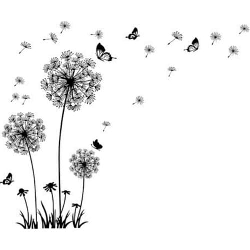 Butterfly Flying In Dandelion Bedroom Living Room Stickers Style Wall Stickers Design PVC Wall Decals