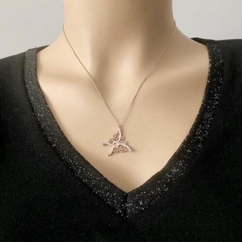 Gothic Butterfly 925 Sterling Silver Necklace Women Girls Gift Jewelry Accessories Fashion Handmade Elegant Chain