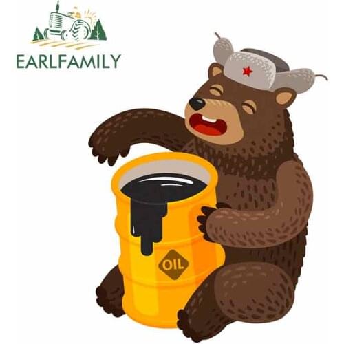 EARLFAMILY 13cm x 10cm For Funny Russian Bear Car Stickers Vinyl Material Decal Bumper Body For Car Sunscreen Decoration