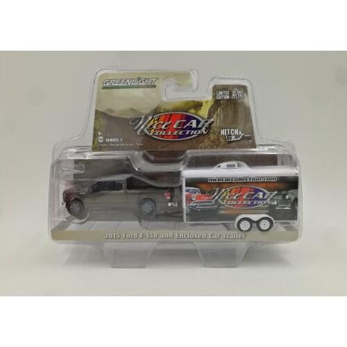 GreenLight 1:64 2015 FORD F-150 and Enclosed Car Tailer alloy toy car toys for children diecast model car gift