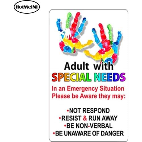 HotMeiNi Adult Special Needs Emergency Alert Sticker Car Van Window Bumper Vehicle Decal Car Styling Car Sticker 13cm*6.5cm