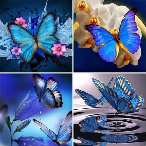 HUACAN Full Square Diamond Painting Animal 5D DIY Mosaic Diamond Butterfly Rhinestone Cross Stitch Home Decoration