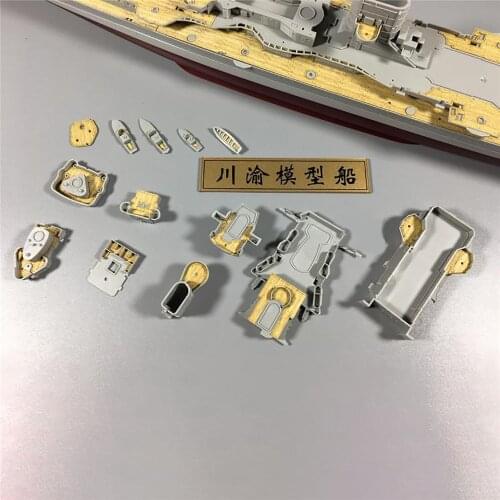 1/350 Wooden Deck Set with Antiquated Anchor Chain for Trumpeter Prinz Eugen 05313 RC Boat Model Parts