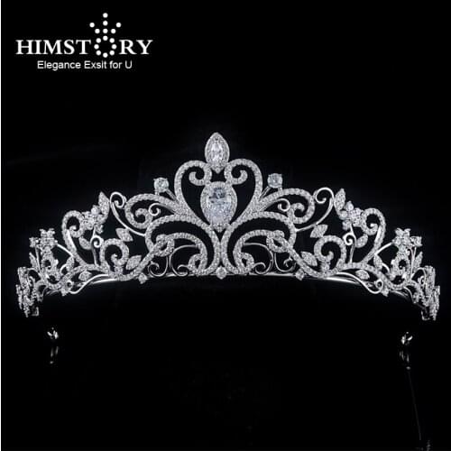 Himstory Luxury High quality crystal crown girl birthday graduation ceremony crown bride wedding hair accessories headdress